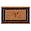Black Monogram Doormat 36" x 72" Coir Letter T