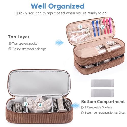 Hair Tool Travel Organizer Case with Detachable Dividers