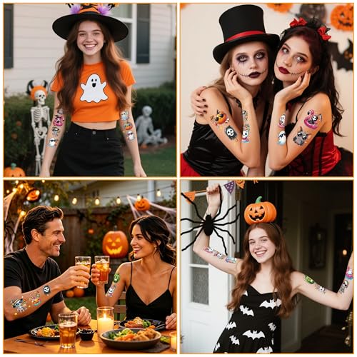 Summer Halloween Temporary Tattoos - 8 Sheets, 160+ Designs