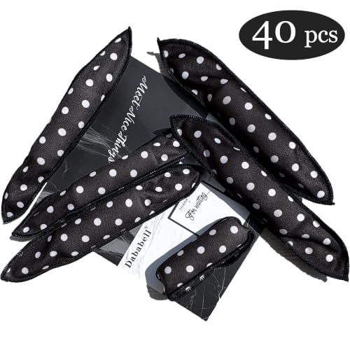 Dababell 40Pcs Black Soft Sleep Hair Curlers Foam Rollers for Long Hair
