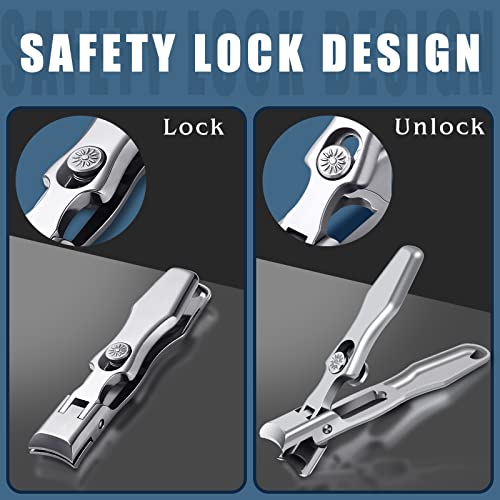 Nail Clippers for Men Thick Nails, Large Heavy Duty Toenail Clippers for Seniors Thick Toenails with Wide Jaw Opening, Anti Splash Fingernail Clipper Nail Cutter with Catcher Long Handle