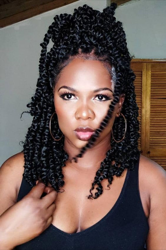 Miss Sula Passion Twist Hair-Pre-twisted Passion Twists,Pre-Looped Crochet Braids Made Of Bohemian Hair Synthetic Braiding Hair Extensions (14 Inch(Pack of 2), 1B)