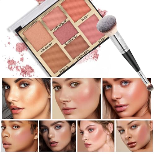 Joyeee 4-in-1 Makeup Palette with Eyeshadow, Blush & Brush