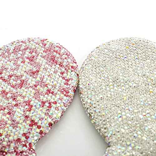 Wowagoga Sparkling Rhinestone Heart Shaped Handheld Mirror Heart Mirror Cosmetic Hand Mirror with Handle Cute Hand Mirror for Women Girls(White)