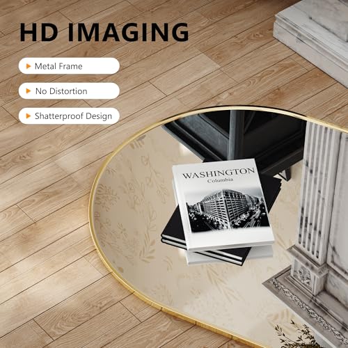 Arched Bathroom Mirror for Wall, 36" x 24" Metal Frame Vanity Mirror,