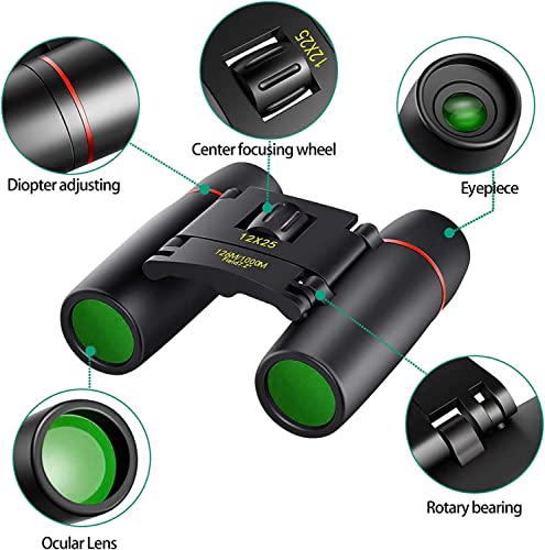 POLDR 12X25 Compact Pocket Binoculars for Adults & Kids