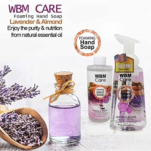 WBM Care Lavender Natural Foaming Soap Refills, Enriched with Almond Scent, Vitamin E & Amino Acid, Moisturizing & Nourishing, Hand Wash, 13.5 Oz/Each (Pack of 6)