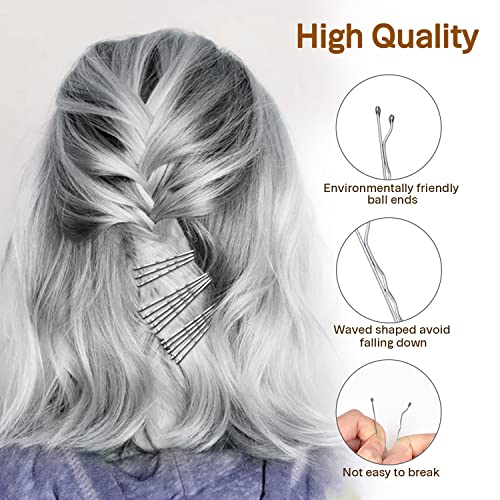 240pcs Silver Bobby Pins for Gray Hair with Storage Case