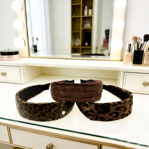 Women’s Wide Leopard Headbands Set - Non-Slip Elastic Hair Accessories
