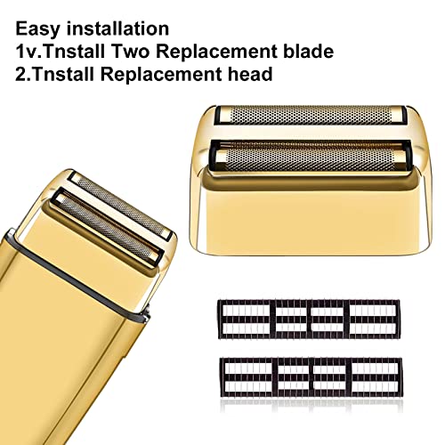 Professional Replacement Foil and Cutters for BaBylissPRO Barberology Double Foil Shaver, Compatible with BaBylissPRO Barberology FXFS2 Shaver (2 gold)