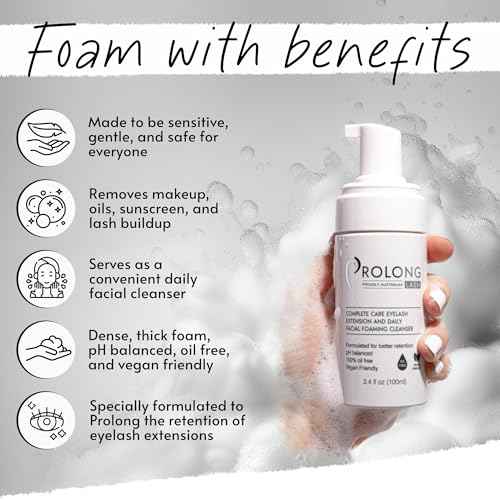 Eyelash Extension Shampoo & Brush - Large 100ml Bottle - Gentle Foaming Cleanser Lash Wash for Extensions and Natural Lashes - Safe Daily Makeup Remover - Paraben & Sulphate Free - Salon & Home Use