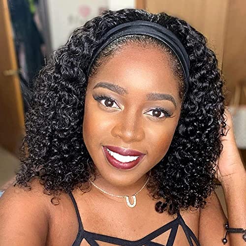 Aiterina Deep Wave Headband Wig 12" Human Hair Glueless