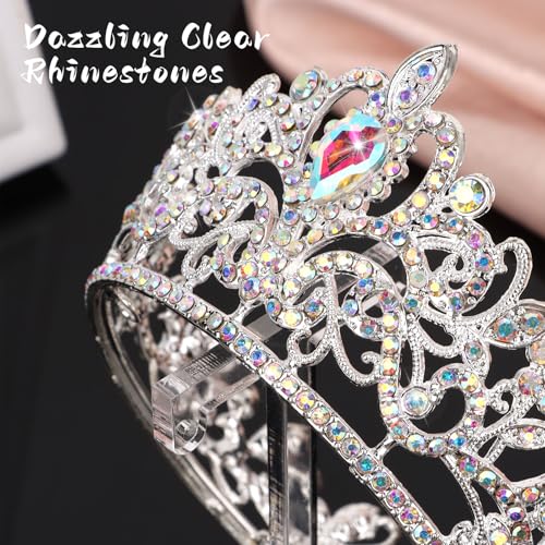 Silver AB Rhinestone Crown Cake Topper for Girls