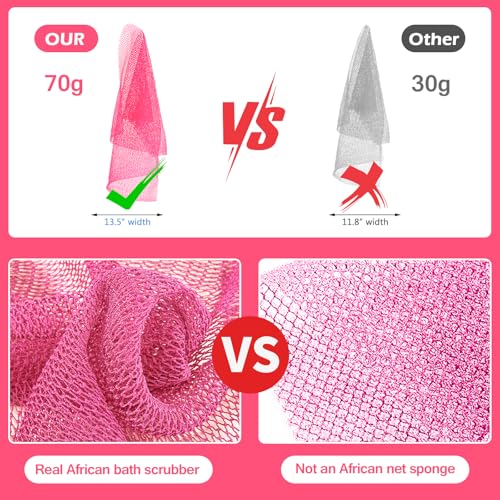 African Net Sponge Exfoliating Body Scrubber for Bath & Shower - Pink, Pack of 1