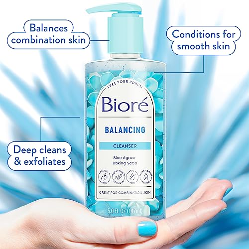 Bioré Balancing Face Wash, Cleanser For Combination Skin, PH Balanced Face Cleanser, Vegan, Cruelty Free 6.77 Oz, Pack of 3