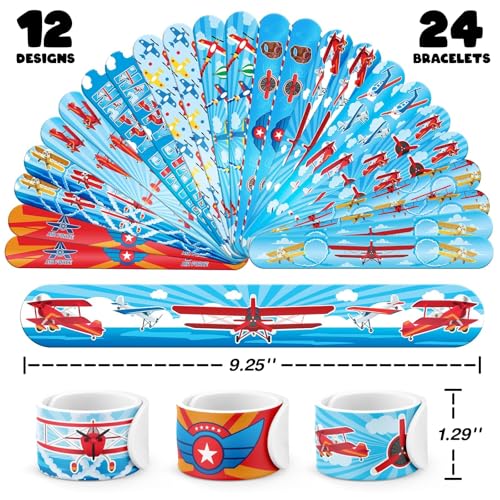 Airplane Party Favors Set - 24 Slap Bracelets & 36 Tattoos