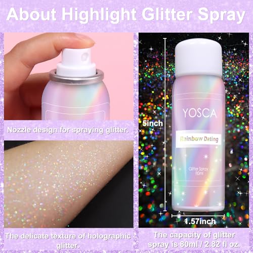 Yosca Body Glitter Spray 80ml Holographic Silver