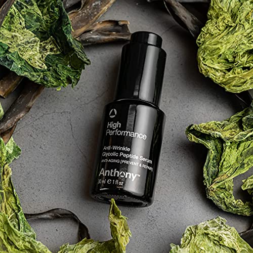 Anthony High Performance Anti-Wrinkle Glycolic Peptide Serum, Anti-Aging Lifting Moisturizer with Glycolic Acid, Peptides, Biotin, Pullulan and Algae Extract, Hydrates and Firms All Skin Types,1 Fl Oz