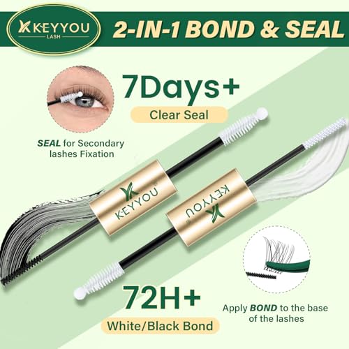 KEYYOU Lash Bond and Seal Waterproof Eyelash Glue 10ml - 2-Pack