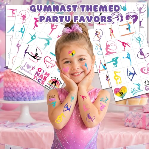 96 PCS Gymnastics Temporary Tattoos for Kids | Party Favors