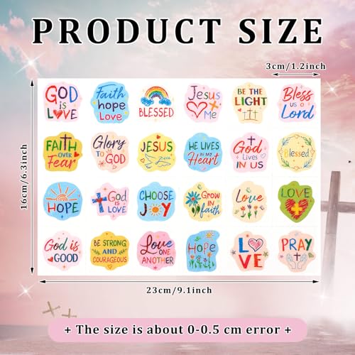 240 Pcs Religious Glitter Temporary Tattoos for Kids