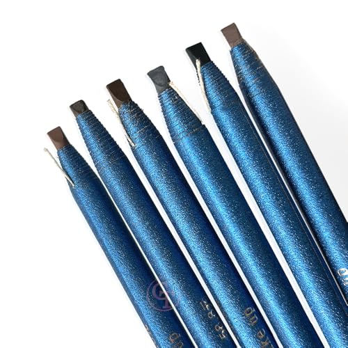 5pcs Tattoo Makeup And Microblading Supplies Waterproof Permanent Makeup Eyebrow Pencils Long Lasting Microblading Eye Brow Pencil for PMU Eye Brow Liner Beauty (Blue Paper-Medium Brown Core)