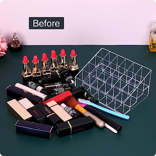 MOSIKER 24-Slot Lipstick Organizer | Clear Acrylic Makeup Storage