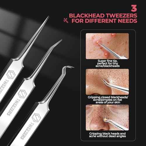 WSYUB Blackhead Remover Tool, Pimple Popper Tool Kit,11 Pcs Blackhead Remover Comedone Extractor Kit for Pimples, Blackheads, Zit Removing, Professional Blackhead Tweezers and Silicone Face Scraper