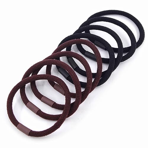 WDGROW Large Hair Ties for Men and Women,Bracelets,No Damage, Ponytail Holders for Thick Hair (black brown)