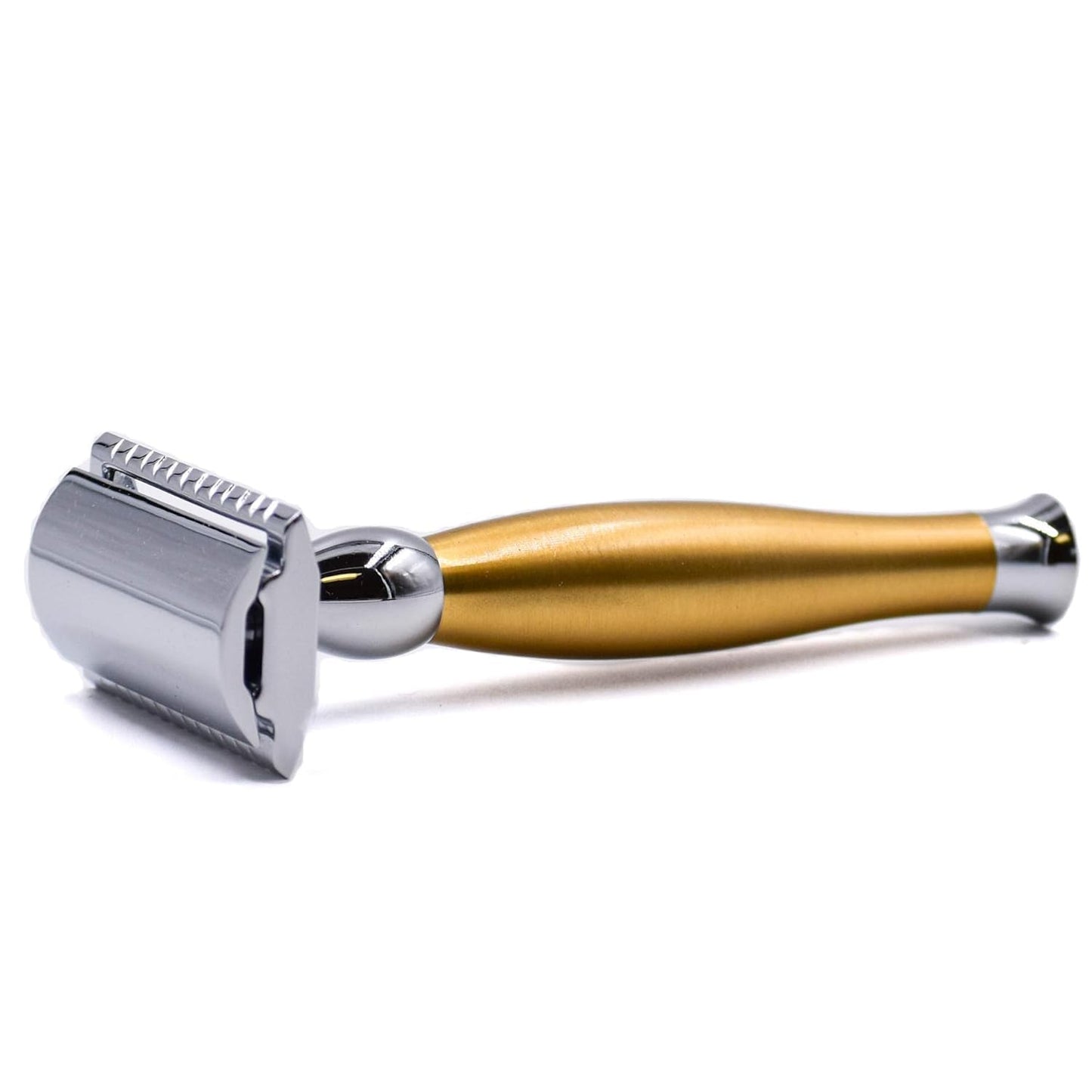 Parker 48R Heavyweight 3-Piece Double Edge Razor – Matte Gold Finish with 5 Premium Platinum Double Edge Razor Blades - Delivers a Barber Shop Quality Shave