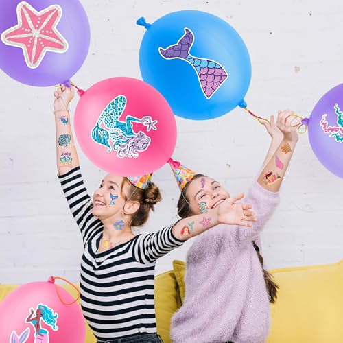 Mermaid Party Favors Set - 24 Punch Balloons & 48 Tattoos