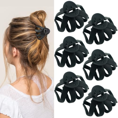 2.8" Medium Octopus Hair Clip for Thin Hair - Black Matte