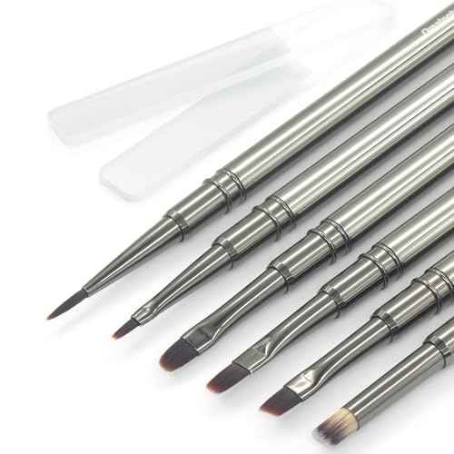 MYR 6pcs Nail Art Brushes and 2pcs Nano Nail Files, Metal Nail Art Tools, Acrylic Nail Brushes, Nail Brushes for Nail Art, suitable for Gel Dilution, Halo Dyeing, Watercolor and other Nail Design