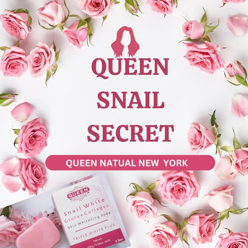 QUEEN SNAIL SECRET | Whip Soap Glutathione Collagen Skin Brightening Soap-Glowing,Radiance Skin, Dark Spots, Rejuvenate, Uneven Skin Tone|NO SLS NO Paraben Cruety Free (2 Bars)