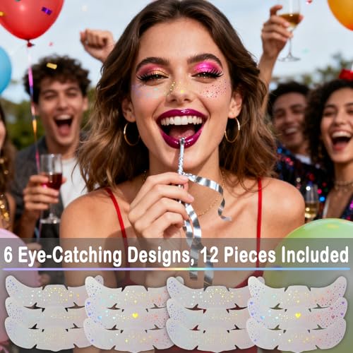 Holographic Glitter Freckles Face Tattoo Stickers - 12pcs