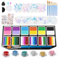 42-Color Face Paint Kit with Brushes & Stencils