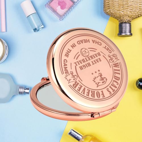 KEYCHIN Troy Bolton Musical Pocket Mirror Musical Theatre Gifts East High Basketball Compact Makeup Mirror School Music Merch (High Basketball-RG)