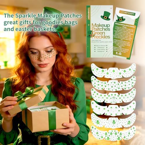 St Patrick's Day Green Glitter Face Tattoos (6 Stickers)