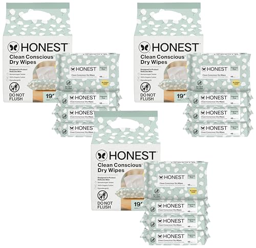 Honest Company 100% Organic Cotton Dry Wipes, 192 Count