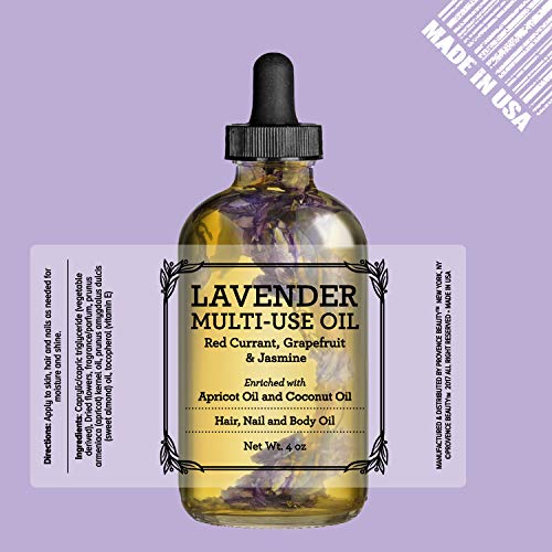 Provence Beauty Lavender Multi-Use Oil for Face, Body and Hair - Organic Blend of Apricot, Vitamin E - Peony Multi-Use Oil for Face, Body and Hair - Organic Blend of Apricot