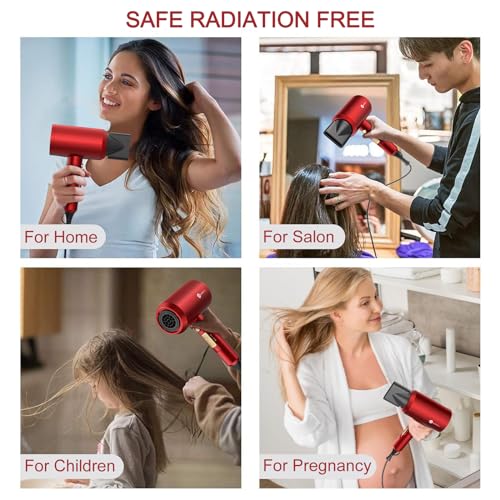 Slopehill Agate Red Ionic Hair Dryer 1800W Fast Drying Low Noise Professional Styling Tool