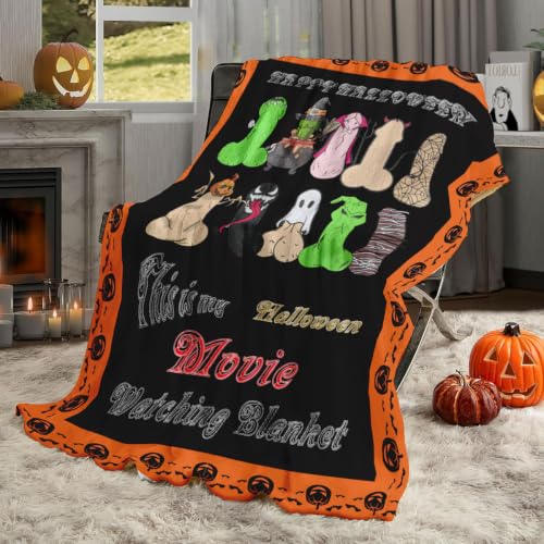 Halloween Movie Watching Throw Blanket - 300GSM Cozy Decor