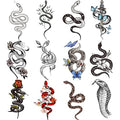 12 Large Snake Temporary Tattoos for Men & Women, Waterproof