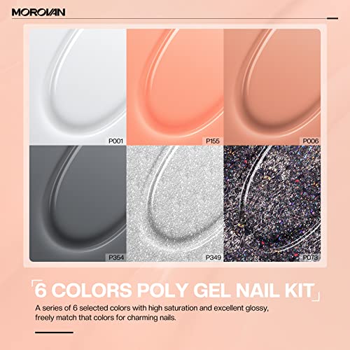 Morovan Poly Gel Slip Solution 120ml Nail Extension Gel Liquid Anti-stick Gel Solution with Brush Cup Nail Cleaner Nail Tips Clip Poly Nail Gel Liquid Solution for Polygel Easy DIY Poly Gel Nail