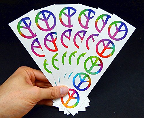Rainbow Peace Symbol Temporary Tattoos - 30 Pack