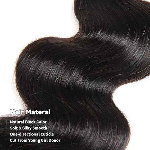 15A Raw Human Hair Bundles Body Wave Human Hair,Triple Lifespan Indian Virgin Hair,No Tangle Shedding,Multiple Washes Keep Texture Silky Soft (1 Bundle Natural Color, 24 Inch)