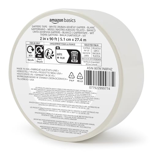 Amazon Basics White Non-Reflective Gaffers Tape 2