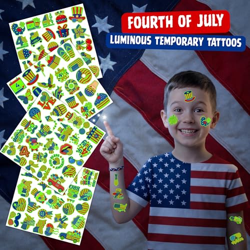 105PCS Glow in Dark Patriotic Temporary Tattoos - 4th of July