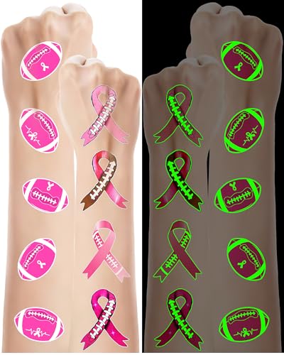 Luminous Pink Glow Temporary Tattoos - 20 Sheets Breast Cancer Awareness
