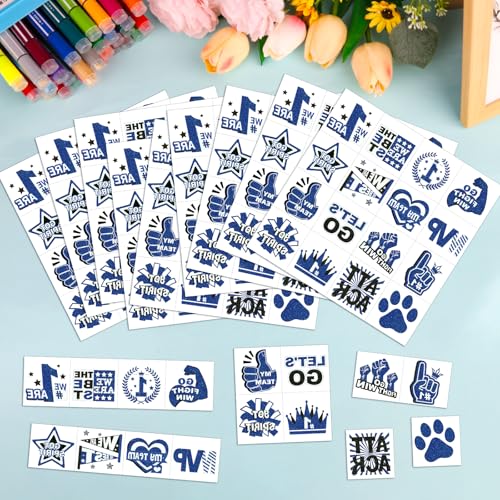 160 Pcs Glitter Team Spirit Temporary Tattoos - Blue